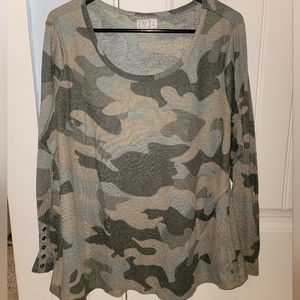 Maurice's 24/7 Waffle Thermal Camo Long Sleeve Top